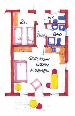 Grundriss Feriewohnung Regenbogen